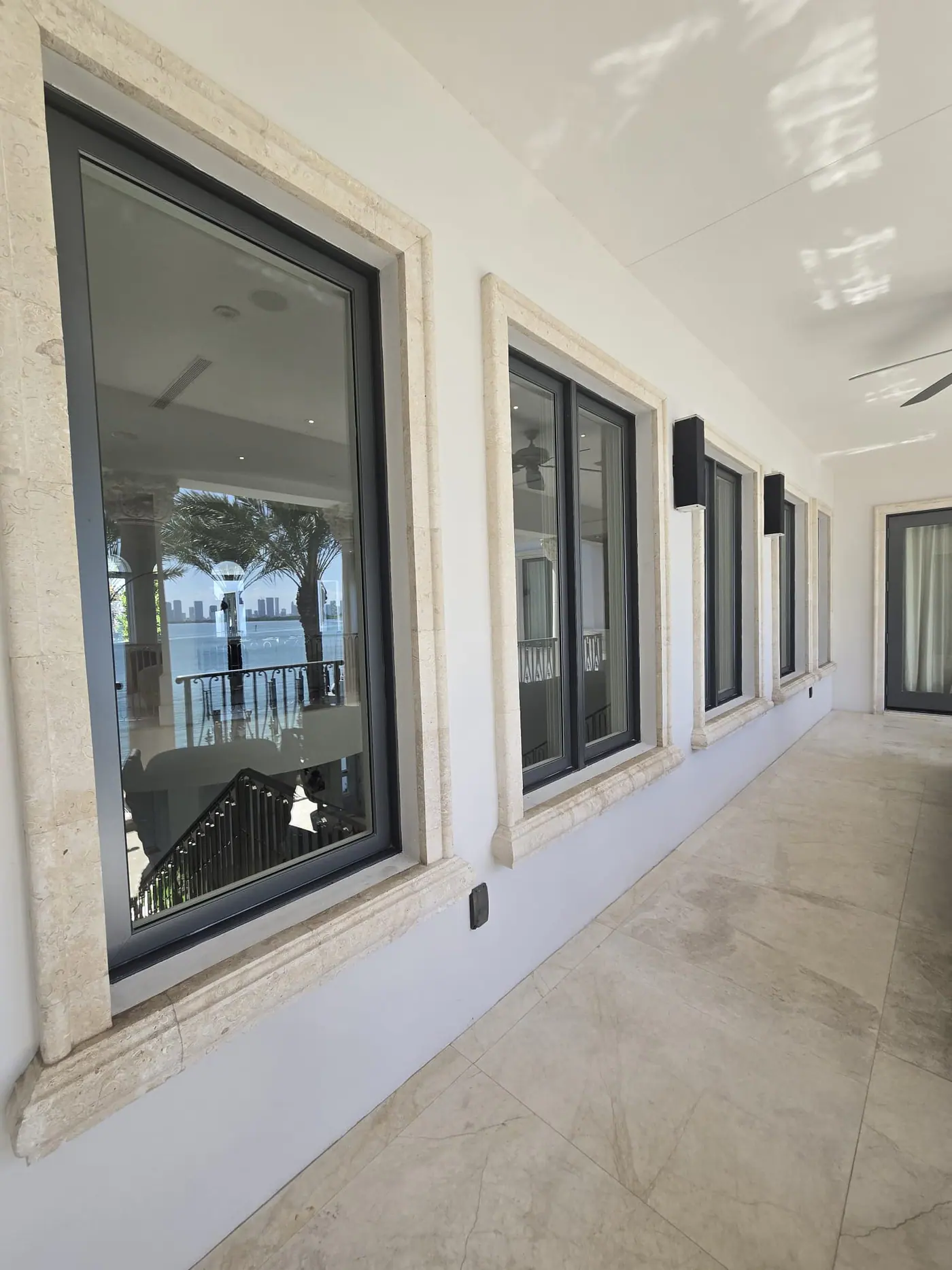 Portfolio: glass and stone exterior detail